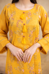 Mustard Yellow 3-Pc's Embroidered Ready to Wear