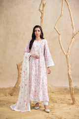White 3-Pc's Embroidered Ready to Wear