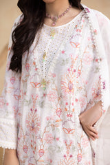 White 3-Pc's Embroidered Ready to Wear