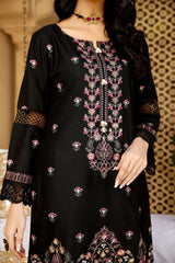Black Dhanak Embroidered 3-Piece Suit