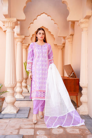 Embroidered lawn dress - ready to wear 3-piece - Threads & Weaves