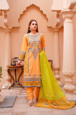 Embroidered lawn dress - ready to wear 3-piece - Threads & Weaves