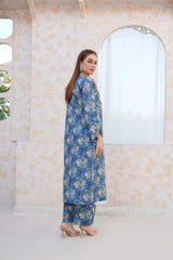 Serene Blue Floral Lawn Suit - Ready to Wear 2PC