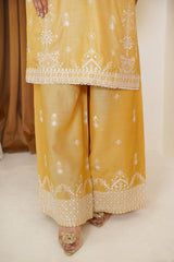 Golden Mustard Embroidered Viscose 3-Piece Pret Suit