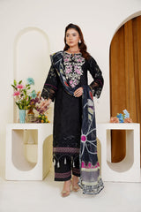 Black Embroidered 3-Piece Ready-to-Wear Viscose Suit