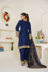 Royal Blue Embroidered Lawn 3-Piece Pret Suit