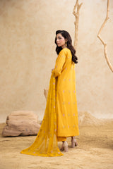 Mustard Yellow 3-Pc's Embroidered Ready to Wear