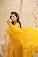 Mustard Yellow 3-Pc's Embroidered Ready to Wear