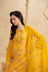 Mustard Yellow 3-Pc's Embroidered Ready to Wear