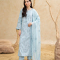 Aqua Chikankari 3-Pc's Embroidered Ready to Wear