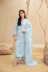 Aqua Chikankari 3-Pc's Embroidered Ready to Wear