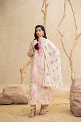 Skin Beige 3-Pc's Embroidered Ready to Wear