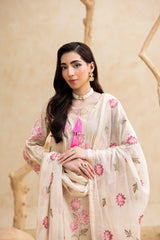 Skin Beige 3-Pc's Embroidered Ready to Wear