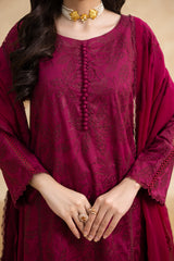 Burgundy 3-Pc's Embroidered Ready to Wear