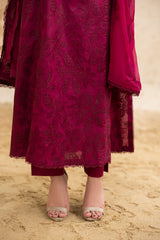 Burgundy 3-Pc's Embroidered Ready to Wear