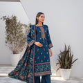 Winter dhanak suit teal - unstitched embroidered - Threads & Weaves