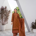 Winter dhanak suit cinnamon brown - unstitched embroidered - Threads & Weaves