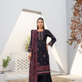Winter dhanak suit crimson red - unstitched embroidered - Threads & Weaves