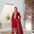 Winter dhanak 3-piece embroidered dress - unstitched - Threads & Weaves