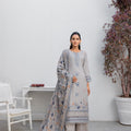 Winter dhanak suit frost grey - unstitched embroidered - Threads & Weaves