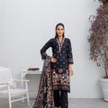 Winter dhanak suit midnight black - unstitched embroidered - Threads & Weaves