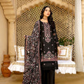 Black dhanak embroidered suit - unstitched - Threads & Weaves