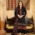 Black and maroon dhanak embroidered suit - unstitched - Threads & Weaves