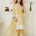 Sunshine yellow embroidered viscose suit - ready to wear - Threads & Weaves