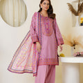 Mauve pink embroidered viscose suit - ready to wear - Threads & Weaves