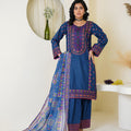 Royal blue embroidered lawn suit - ready to wear - Threads & Weaves