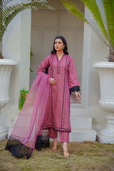 PRET 3PC Embroidered Dress