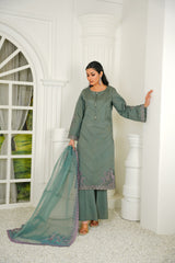 PRET 3PC Embroidered Dress