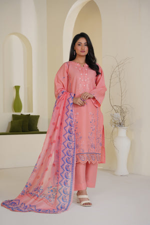 Peach blossom lawn suit 3-piece - ready to wear - Threads & Weaves