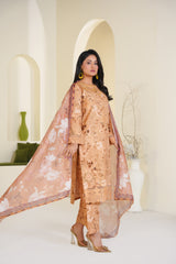 Golden Petals – Embroidered Lawn Ready to Wear 3PC