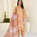 Golden petals embroidered lawn suit 3-piece - ready to wear - Threads & Weaves