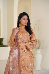 Golden Petals – Embroidered Lawn Ready to Wear 3PC