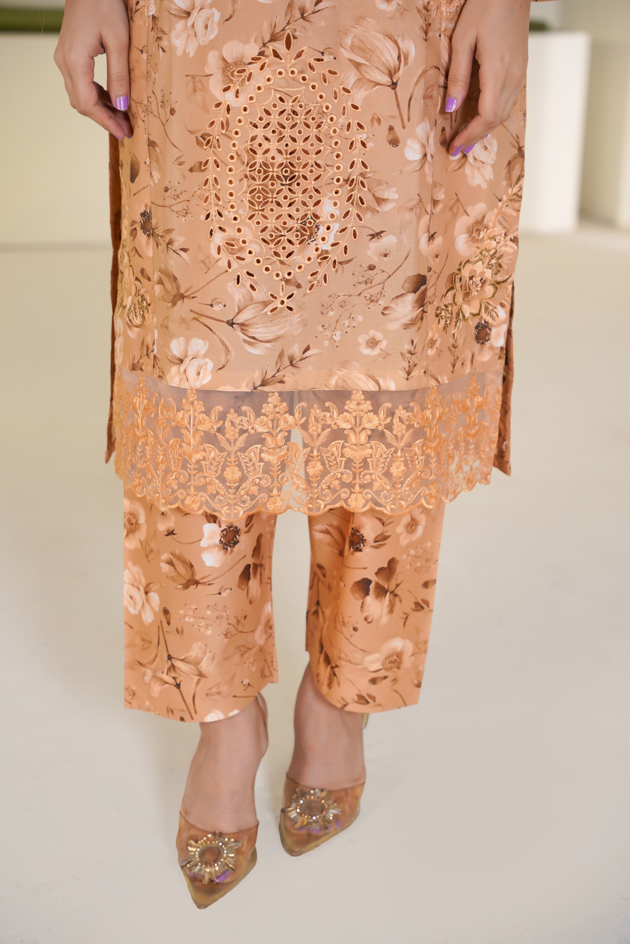 Golden Petals – Embroidered Lawn Ready to Wear 3PC