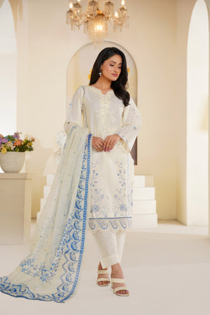 Ivory breeze embroidered lawn suit 3-piece - ready to wear - Threads & Weaves