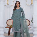 Sage green pret embroidered dress 3-piece - ready to wear - Threads & Weaves