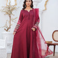 Maroon pret embroidered dress 3-piece - ready to wear - Threads & Weaves