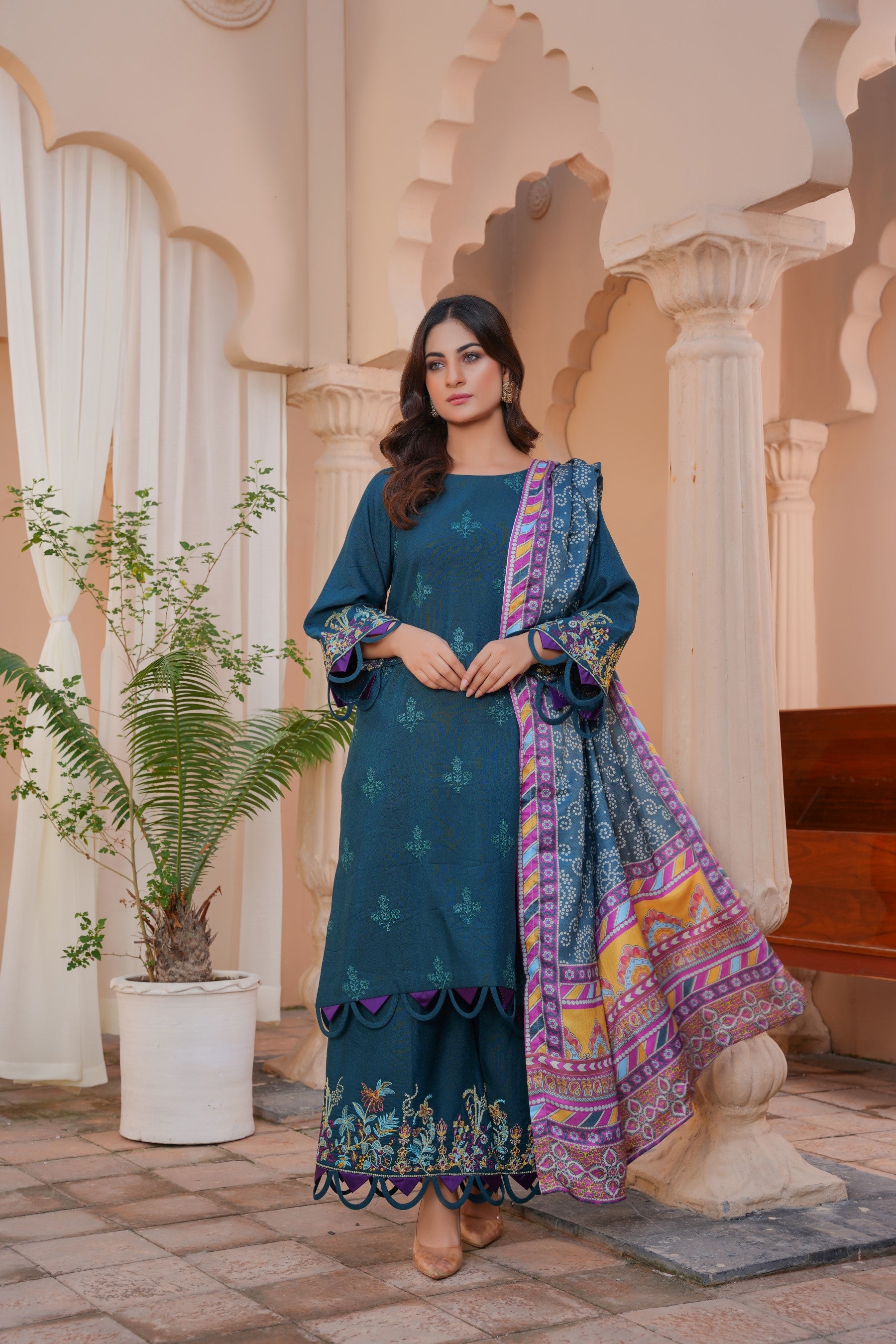 Karandi pret zinc shade 3-piece - ready to wear - Threads & Weaves