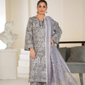 Silver mist embroidered lawn suit 3-piece - ready to wear - Threads & Weaves