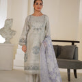 Light sage grey embroidered lawn suit 3-piece - ready to wear - Threads & Weaves