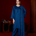 Midnight blue viscose suit - ready to wear - Threads & Weaves