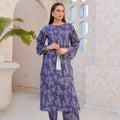Regal purple floral lawn suit - ready to wear - Threads & Weaves