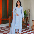 Karandi embroidered dress - unstitched 3-piece suit - Threads & Weaves