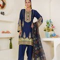 Royal blue embroidered lawn pret suit - ready to wear - Threads & Weaves