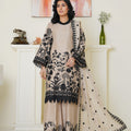 Chic beige and black embroidered viscose suit - ready to wear - Threads & Weaves