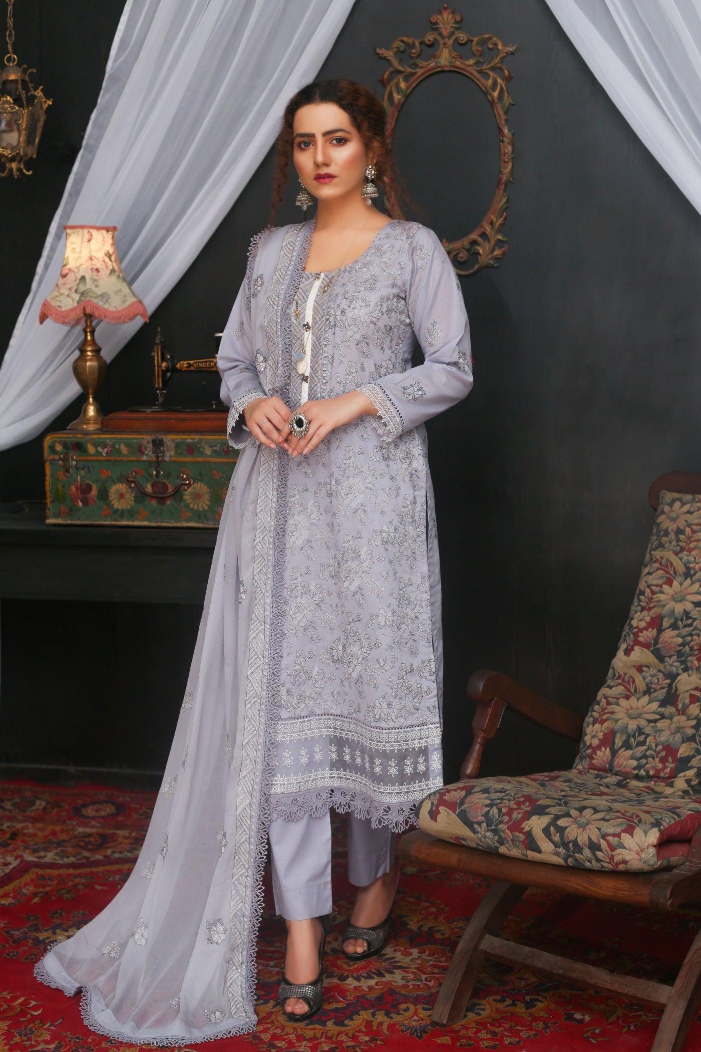 Unstitched embroidered lawn suit L23208 - Threads & Weaves